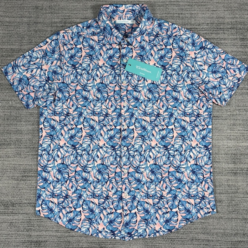 Caribbean by Roundtree & Yorke Size XLT Button Up Breeze Performance Shirt S/S